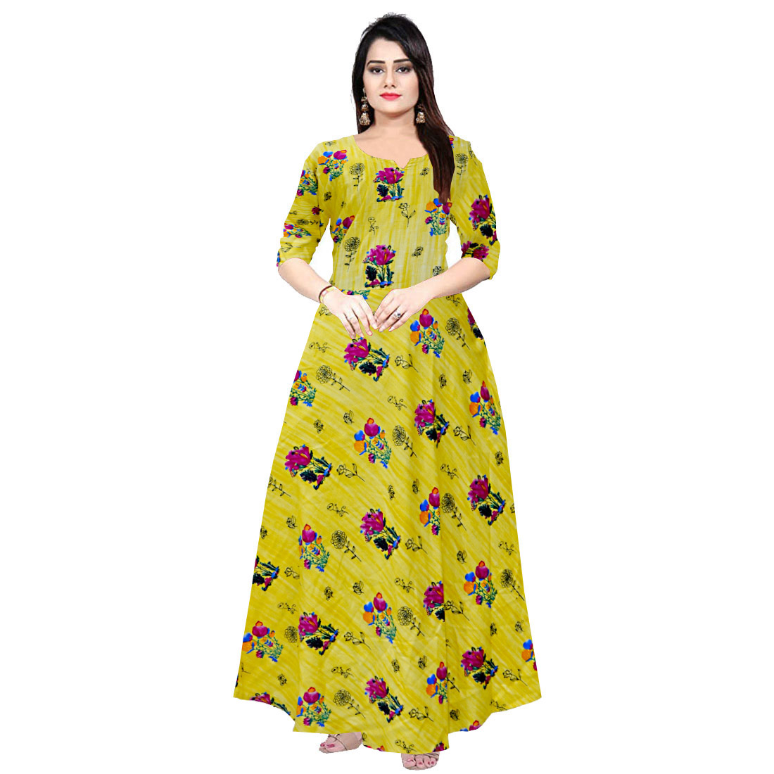 Mudrika Women Anarkali Regular Gown Long Gown (Multicolour, Free Size